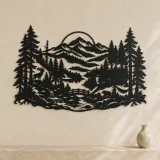 Misty Woodland Layers Metal Wall Art | Nature Silhouette Decor - lifestyle view 3