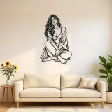 Folded Legs Muse Metal Wall Art | Minimalist Woman Line Art