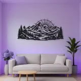 Mountain Sunrise Arc Metal Wall Art | Nature Silhouette Decor