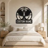 Personalized Pickleball Paddle Metal Wall Art with Court Lines - lifestyle view 2