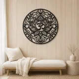Om Lotus Circle Metal Wall Art | Botanical Metal Wall Decor - lifestyle view 5