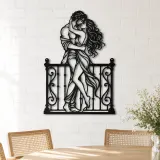 Balcony Embrace Metal Wall Art | Romantic Couple Decor - lifestyle view 4