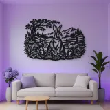 Rabbit Meadow Metal Wall Art | Wildlife Silhouette Decor