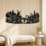 Amsterdam Canal Line Metal Wall Art | Travel and City Wall Decor - lifestyle view 5