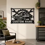Personalized Classic Muscle Car Metal Wall Art - lifestyle view 4
