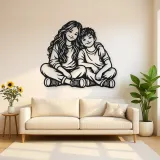 Siblings Side by Side Metal Wall Art | Family Silhouette Decor