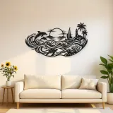 Endless Blue Horizon Metal Wall Art | Nature Silhouette Decor