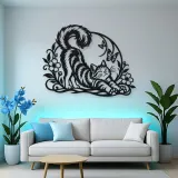 Cat Stretch Flow Metal Wall Art | Pet Lover Silhouette Decor