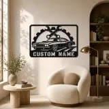 Personalized Muscle Car Metal Wall Art with Wrench Frame - lifestyle view 5