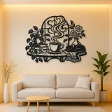 Coffee Cup Steam Flow Metal Wall Art | Cozy Home Metal Decor
