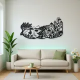 Santorini Coastal Line Metal Wall Art | Travel and City Wall Decor