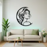 Moon Curve Face Metal Wall Art | Minimalist Woman Line Art