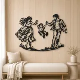Parents Child Swing Metal Wall Art | Family Silhouette Decor - lifestyle view 5