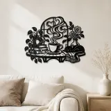 Cartel de metal de flujo de vapor de taza de café | Decoración de metal para el hogar acogedor