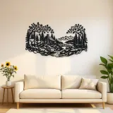Autumn Woodland Flow Metal Wall Art | Nature Silhouette Decor
