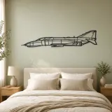 F-4 Phantom Airplane Silhouette Metal Wall Art, Metal Aircraft Silhouette, Aviation Wall Decor, Aviator Decor - lifestyle view 2