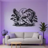 Crane Dance Metal Wall Art | Wildlife Silhouette Decor