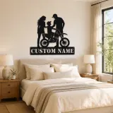 Personalized Mini Dirt Bike Family Metal Wall Art - lifestyle view 2