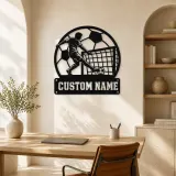 Personalized Soccer Player Metal Wall Art with Goal Scene - lifestyle view 4