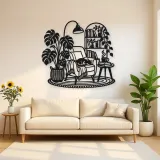 Books and Plant Metal Wall Art | Cozy Home Metal Decor