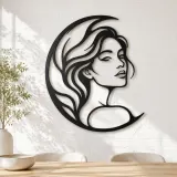 Moon Curve Face Metal Wall Art | Minimalist Woman Line Art - lifestyle view 4