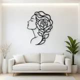 Rose Profile Muse Metal Wall Art | Minimalist Woman Line Art