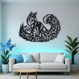 Fox Floral Tail Metal Wall Art | Wildlife Silhouette Decor