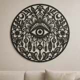 Floral Ojo Maligno Cartel de Metal | Decoración Boho Espiritual de Metal