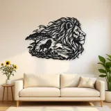 Lion Head Flow Metal Wall Art | Wildlife Silhouette Decor