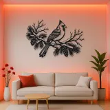 Cardinal Winter Branch Metal Wall Art | Wildlife Silhouette Decor