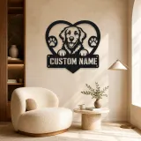 Personalized Retriever Dog Heart Metal Wall Art with Paw Prints - lifestyle view 5