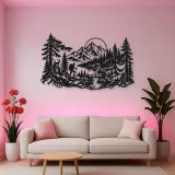 Hiker in the Woods Metal Wall Art | Nature Silhouette Decor