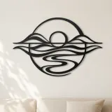 Cartel de metal Horizonte de Cinco Líneas | Decoración de siluetas naturales