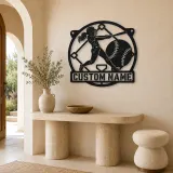 Personalized Softball Batter Metal Wall Art with Diamond - lifestyle view 3