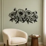 Poppy Field Line Metal Wall Art | Botanical Metal Wall Decor - lifestyle view 2
