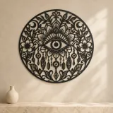 Evil Eye Floral Metal Wall Art | Spiritual Boho Metal Decor - lifestyle view 3