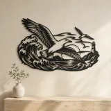 Seagull Wave Flight Metal Wall Art | Coastal and Nautical Wall Decor - lifestyle view 3