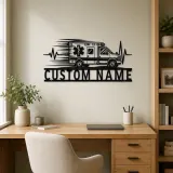Personalized Side View Ambulance Heartbeat Metal Wall Art - lifestyle view 4