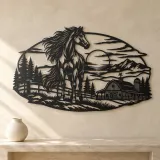 Horse Barn Horizon Metal Wall Art | Equestrian Wall Decor - lifestyle view 3