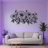 Poppy Field Line Metal Wall Art | Botanical Metal Wall Decor