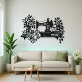 Sewing Machine Floral Metal Wall Art | Botanical Metal Wall Decor