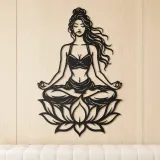 Meditation with Lotus Metal Wall Art | Movement Silhouette Decor - lifestyle view 5