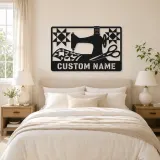 Personalized Sewing Machine Metal Wall Art with Quilt Details - lifestyle view 2