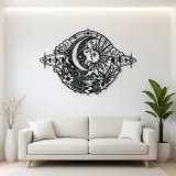 Celestial Crescent Face Metal Wall Art | Minimalist Woman Line Art