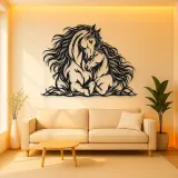 Two Horses Embrace Metal Wall Art | Equestrian Wall Decor