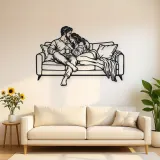 Cozy Sofa Couple Metal Wall Art | Romantic Couple Decor