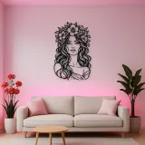Floral Crown Muse Metal Wall Art | Minimalist Woman Line Art