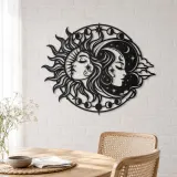 Day and Night Faces Metal Wall Art | Celestial Boho Wall Decor - lifestyle view 4