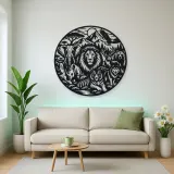 Wildlife World Circle Metal Wall Art | Wildlife Silhouette Decor