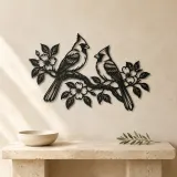 Two Birds on Branch Metal Wall Art | Wildlife Silhouette Decor - lifestyle view 3